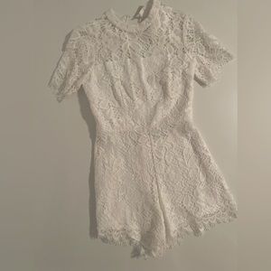 Alexis white lace open back romper